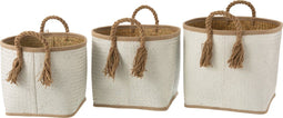 J-Line set van 3 Manden Palmblad - jute - naturel/wit
