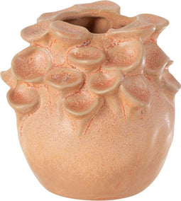 J-Line Vaas Ibiza Rond Keramiek Roze/Oranje - Bloemenvaas 10.00 cm hoog