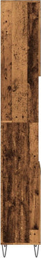 vidaXL - Badkamerkast - 30x30x190 - cm - bewerkt - hout - oud - houtkleurig