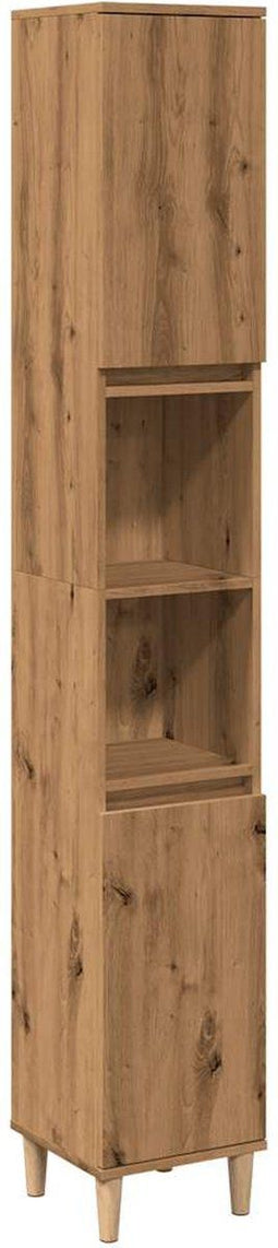 vidaXL - Badkamerkast - 30x30x190 - cm - bewerkt - hout - artisanaal - eikenkleurig