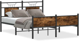 vidaXL - Bedframe - zonder - matras - hout - gerookt - eikenkleurig - 140x190 - cm