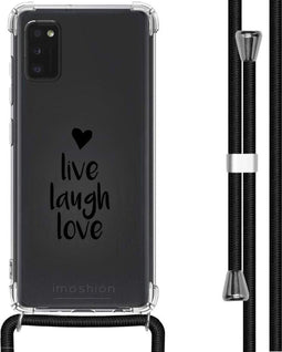iMoshion Hoesje Geschikt voor Samsung Galaxy A41 Hoesje Met Koord - iMoshion Design Hoesje met Koord - Zwart / Transparant / Live Laugh Love
