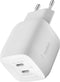 Belkin BoostCharge Pro 45 W - 2-poorts USB-C-wandlader - Snelladen met GaN en PPS - Wit