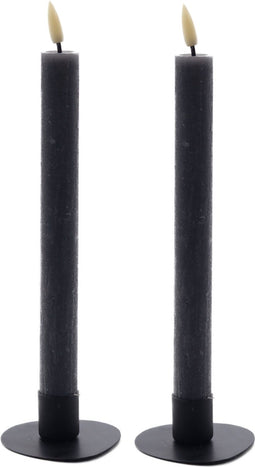 rustic grijs LED dinerkaars 24,5 cm - set van 2