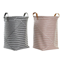 Wasmand DKD Home Decor Geometrisch Grijs Beige Wit Polyurethaan Polypropyleen 40 x 40 x 50 cm (2...