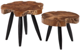 Bijzettafel Natuurlijk Zwart Teakhout 50 x 50 x 40 cm