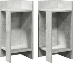 vidaXL - Bijzettafels - 2 - st - met - plank - 25,5x27x60 - cm - betongrijs