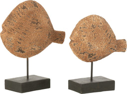J-Line decoratie vissen Op Voet Albasia - hout - naturel - 2 stuks