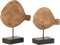 J-Line decoratie vissen Op Voet Albasia - hout - naturel - 2 stuks