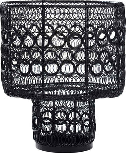 PTMD Yoyo Rond Windlicht - H26 x Ø20 cm - Ijzer - Zwart