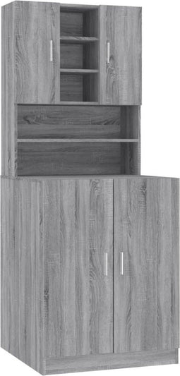 vidaXL - Wasmachinekast - bewekrt - hout - grijs - sonoma - eikenkleurig