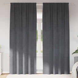 vidaXL - Zwart-out - gordijnen - met - bovenband - 2 - stuks - Super - Lichtgrijs - Velours