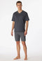 Schiesser Heren Shortama - Korte broek - V-hals - Antraciet - Maat L