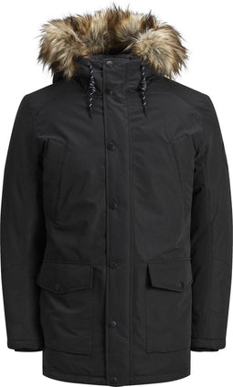 JACK & JONES JJSKY PARKA - Parka met capuchon en imitatiebont - Zwart - Maat XL