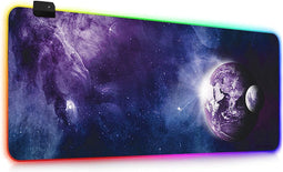 RGB Gaming Muismat 900x400mm XXL 13 LED Lichteffecten Glad Oppervlak Antislip Computer PC en Laptop Muismat Sterrenhemel B