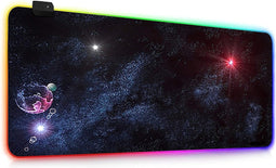 RGB Gaming Muismat 900x400mm XXL 13 LED Lichteffecten Glad Oppervlak Antislip Computer PC en Laptop Muis Mat Sterrenhemel C