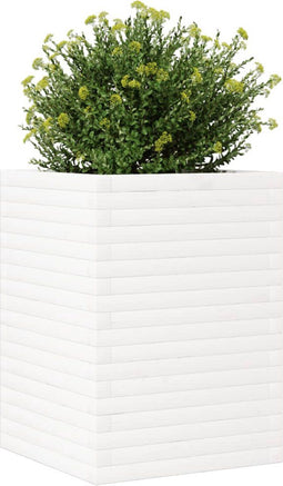 vidaXL - Plantenbak - 50x50x68,5 - cm - massief - grenenhout - wit