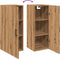 vidaXL - Wandkast - 34,5x34x90 - cm - bewerkt - hout - artisanaal - eikenkleur