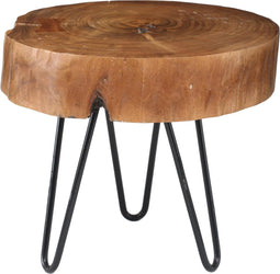 PTMD Acaciahout tafel smal rond met ijzeren poten maat in cm: 45 x 45 x 40 - naturel
