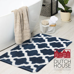 Dutch House Badmat Toulon - Badmat 60x90cm - Blauw - Antislip - Badmatten - Anti Slip Douchemat - Badkamer Mat - Snel Absorberend - Snel Drogende Badmat