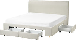 SOUTRIN - Tweepersoonsbed met opbergruimte - Beige - 180 x 200 cm - Stof