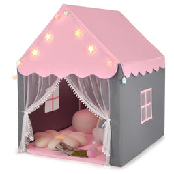 Coast Kinderspeeltent - Kasteeltent met Sterrenlicht - 105 x 121 x 136 cm - Grijs/Roze