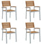 vidaXL - Tuinstoelen - 4 - stuks - Grijs - Massief - Acacia - Hout - en - Staal