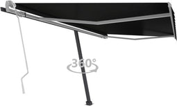 vidaXL - Luifel - vrijstaand - handmatig - uittrekbaar - 400x350 - cm - antraciet