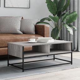 vidaXL - Salontafel - 100x51x40 - cm - bewerkt - hout - grijs - sonoma