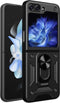 Lunso - Geschikt voor Samsung Galaxy Z Flip5 - Armor backcover hoes met ringhouder - Zwart