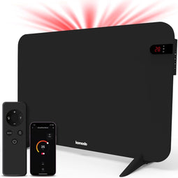 Komodo Blazi - Infrarood Verwarmingspaneel - 450W - 72,5 x 45 cm - Verplaatsbaar & Hangend - Thermostaat & WiFi App - Zwart
