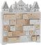 J-Line Adventskalender - hout - naturel & wit - 40 cm - LED lichtjes - kerstversiering voor binnen