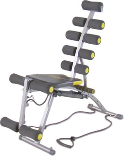 Rock Gym Rock Gym, 6-in-1 fitnessbank – Buikspiertrainer - Coretrainer – Fitnessapparaat voor thuis – Ab trainer incl. 2 weerstandsbanden & dieetgids - Roeitrainer - Sit up Armtrainer - Roeiapparaat