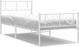 vidaXL - Bedframe - met - hoofd- - en - voeteneinde - metaal - wit - 90x190 - cm