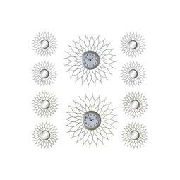 Horloge DKD Home Decor Zilver Champagne Polypropyleen Spiegel (5 pcs) (2 pcs)