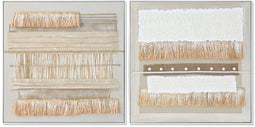 Esprit - Schilderij Boho - Handgeverfd Wit Natuurlijk - 82 x 4,5 x 82 cm (2 stuks)