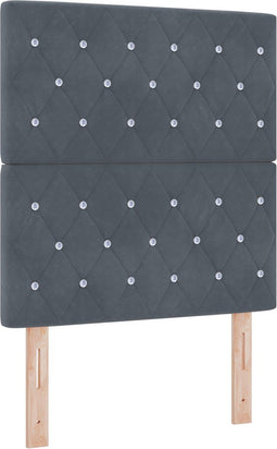 vidaXL - Hoofdbord - met - Kristallen - Knop - - - Gestoffeerd - Donkergrijs - 80 - cm - Fluweel