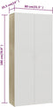 vidaXL - Schoenenkast - 80x35,5x180cm - bewerkt - hout - wit - sonoma - eikenkleurig