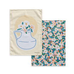 Happy Friday Tea towel (2 pc) Flower power 70x50 cm Multicolor