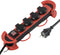 4-voudige Stekkerdoos - Spatwaterdicht - IP44 - 3600W - 5 meter - Zwart/Rood