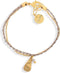 Scmyk BG-260 - Armband - Goud plated - Gebroken wit gevlochten leren