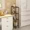 Woltu Opbergkast Narrow 4 Planken Industrieel - MDF + Metaal - Rustiek Bruin + Zwart - 50 x 20 x 110