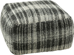 J-Line poef vierkant geruit - wol - grijs/zwart