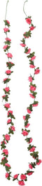Kerstslingers met bloemen 6 st 240 cm roodroze