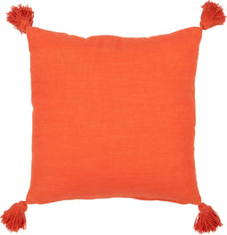 J-Line kussen Vierkant Bloemen + Kwastjes - katoen - oranje