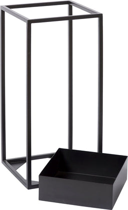 Atmooz - Parapluhouder Dalton met lekbak - Vierkant - Paraplubak/Standaard - Voor binnen -Zwart - Hoogte 55cm - Metaal