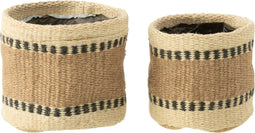 J-Line mand Rond + Band - jute - naturel/beige - extra small - 2 stuks