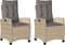 vidaXL - Tuinstoelen - 2 - st - verstelbaar - kussens - poly - rattan - gemengd - beige