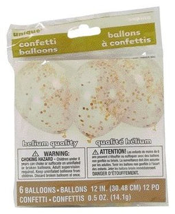 Haza - Ballon transparant met goud confetti 6 stuks 30cm | 12 stuks