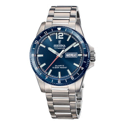 Festina F20698/2 Heren Horloge - Mineraalglas - Titanium/Staal - Zilverkleurig - Ø 43 mm - Quartz - Vouw/Vlindersluiting - 10 ATM (zwemmen)
